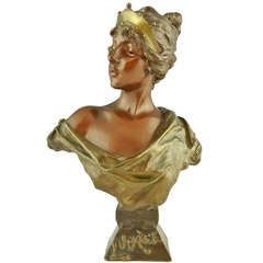 A bronze Art Nouveau bust by E. Villanis, Lucrece, France 1896