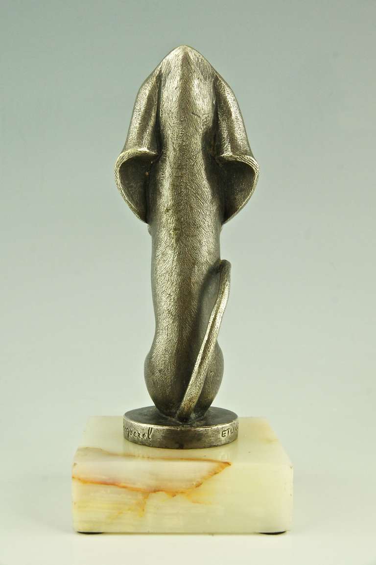 French A rare Art Deco bronze dachshund car mascot by Becquerel, 1925.