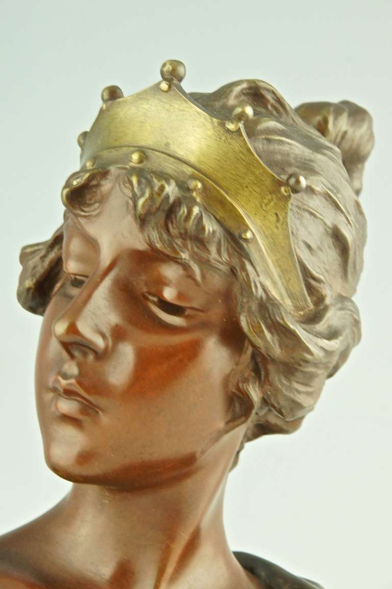 A bronze Art Nouveau bust by E. Villanis, Lucrece, France 1896 1