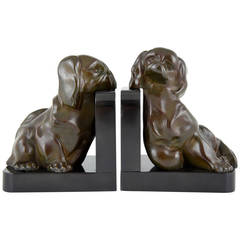 French Art Deco Bronze Pekingese's Bookends by A. Kelety, 1930