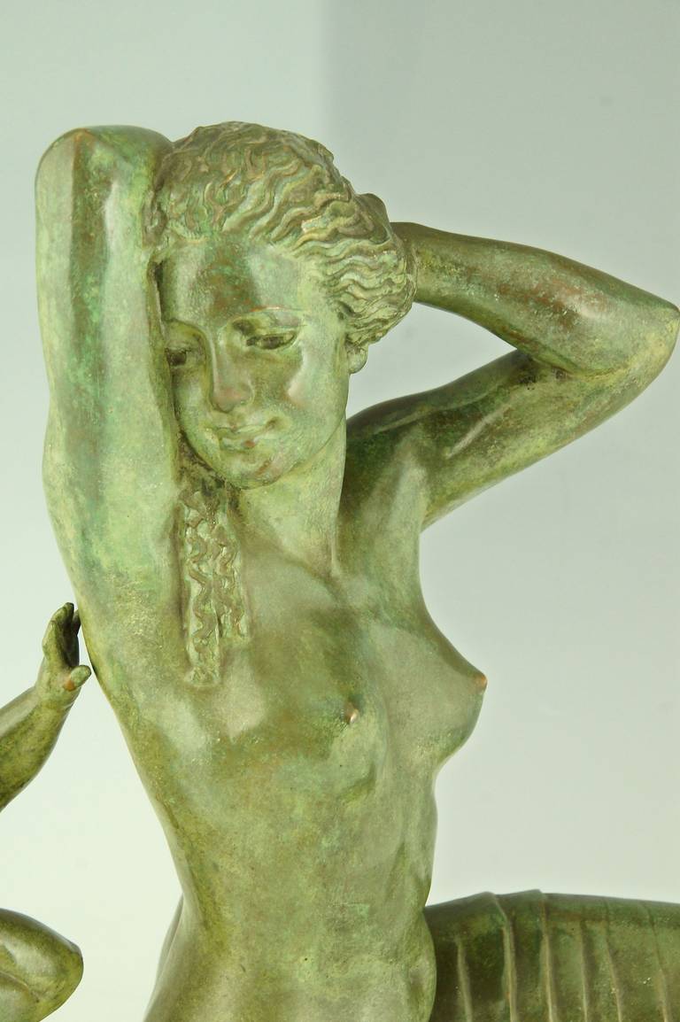 Art Deco Bronze Sculpture of a Nude with Satyr by Alfred Foretay 3
