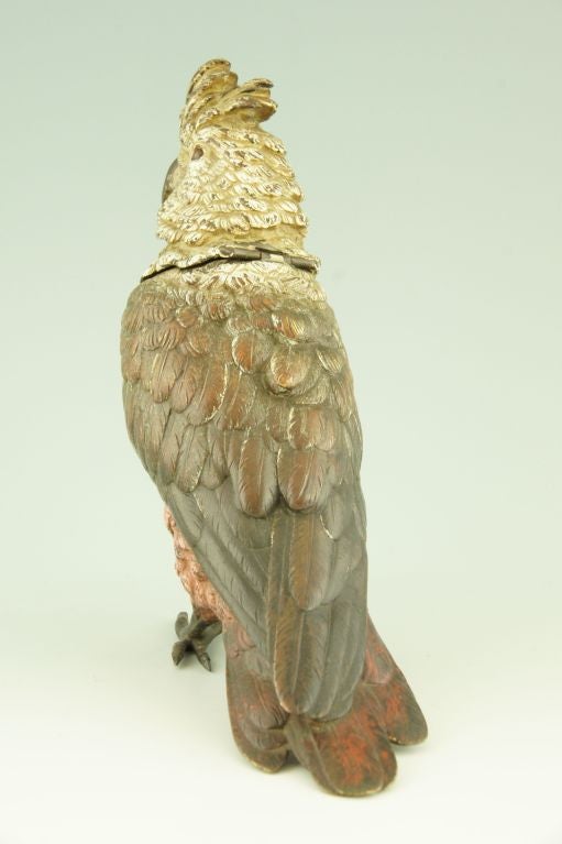 Fedex priority shipping to the USA for this item: $95

An antique cold painted Vienna bronze Cockatoo inkwell.
Marked 