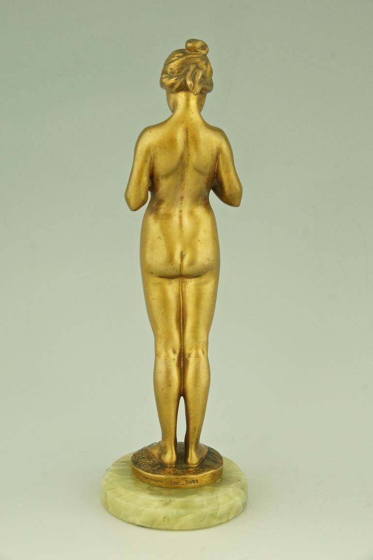 20th Century La Comparaison, a Bronze of a Young Girl Comparing Her Breasts by A. Bofill