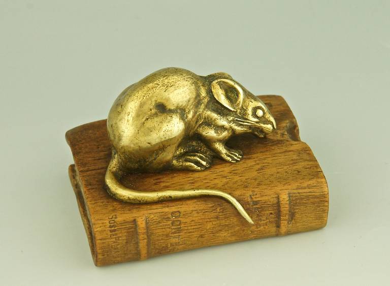 20th Century Antique Bronze of a Mouse on a Book by L. Carvin, Susse Freres, circa 1900