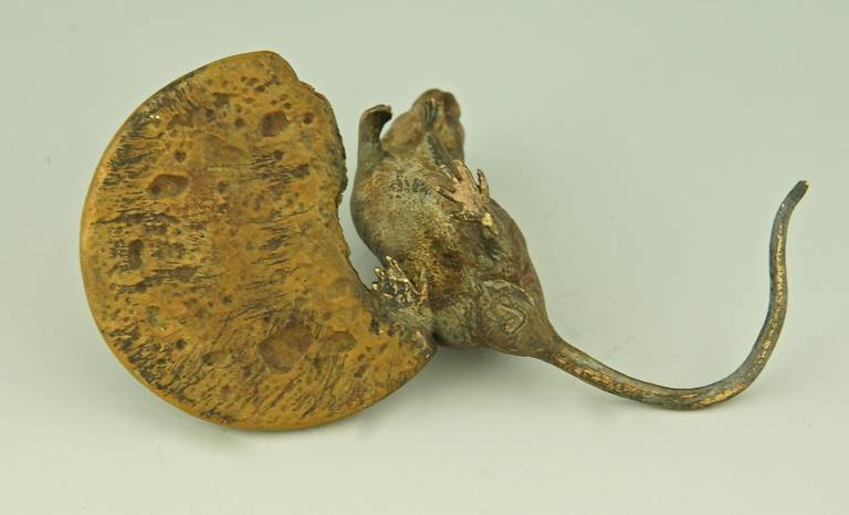Cold Painted Vienna Bronze Mouse with Biscuit by Bergman 1