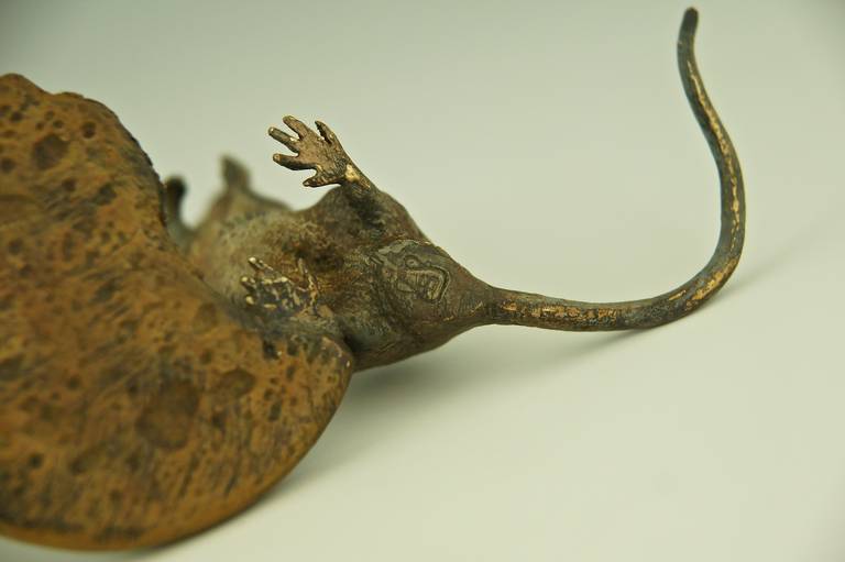Cold Painted Vienna Bronze Mouse with Biscuit by Bergman 2