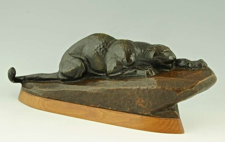 Panthère en bronze Art Déco Par Becquerel:: Susse Freres Sceau de fonderie