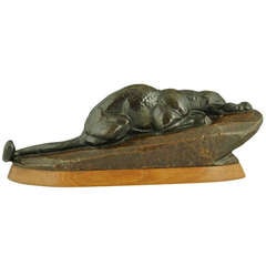Art Deco Bronze Panther By Becquerel, Susse Freres Foundry Seal