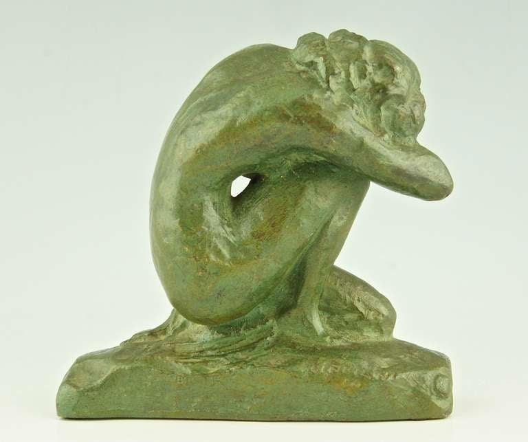 French Art Deco Sculpture of a Kneeling Nude by Ugo Cipriani