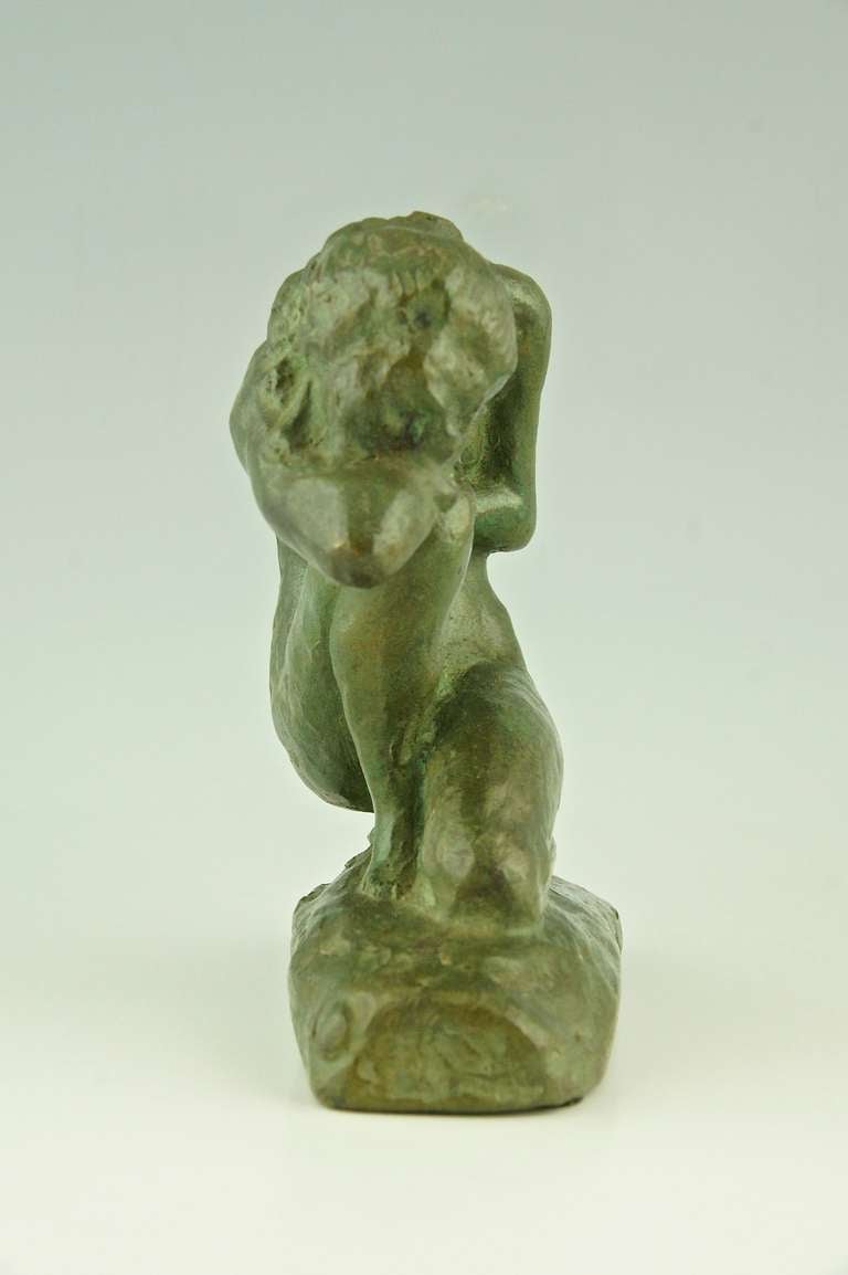 Art Deco Sculpture of a Kneeling Nude by Ugo Cipriani In Good Condition In Antwerp, BE