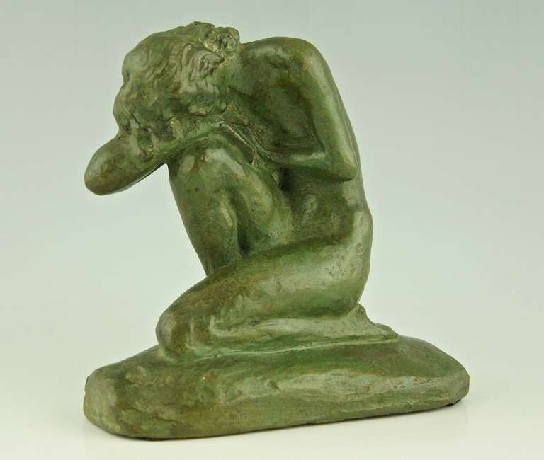 Mid-20th Century Art Deco Sculpture of a Kneeling Nude by Ugo Cipriani