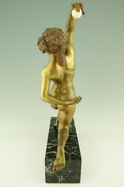 French Art Deco Bronze Nude with Ball by A. Gory.