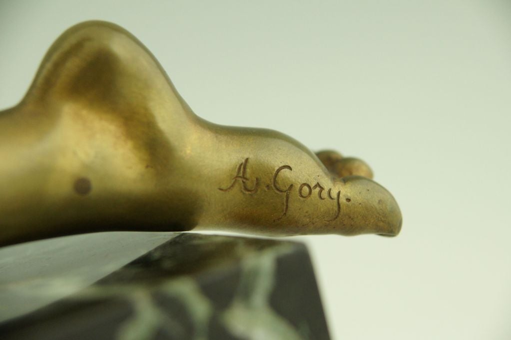 20th Century Art Deco Bronze Nude with Ball by A. Gory.