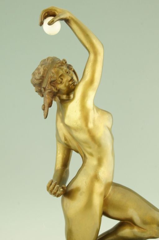 Art Deco Bronze Nude with Ball by A. Gory. 4