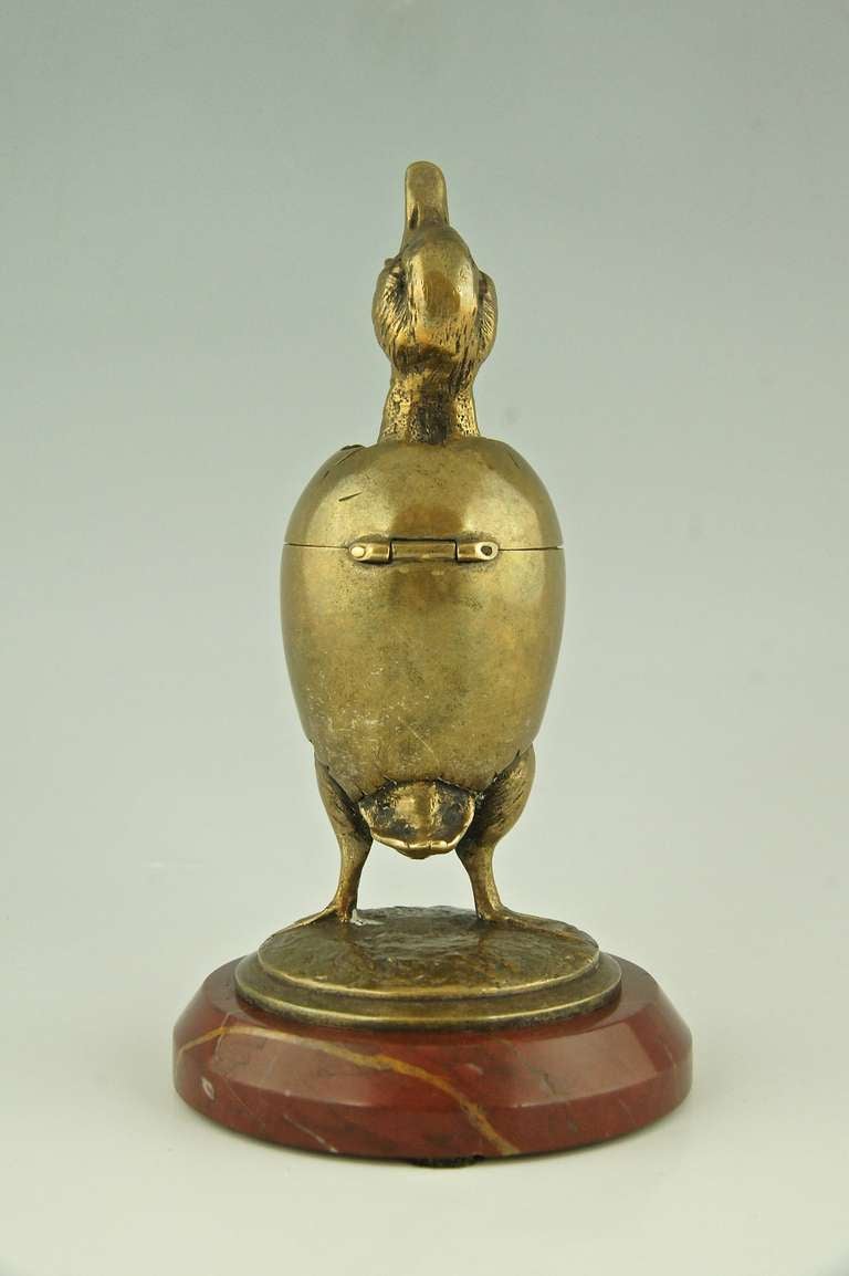Antique Bronze Toothpick Holder in the Shape of a Little Duck, France