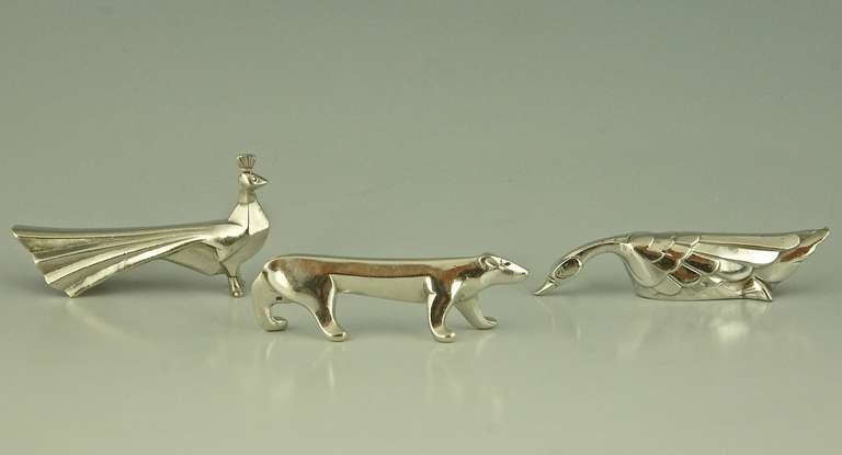 French Set of 12 Art Deco Animal Knife Rests by Sandoz for Gallia