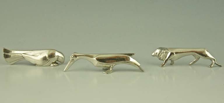 Set of 12 Art Deco Animal Knife Rests by Sandoz for Gallia In Good Condition In Antwerp, BE