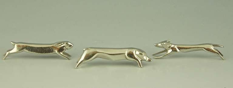 Mid-20th Century Set of 12 Art Deco Animal Knife Rests by Sandoz for Gallia