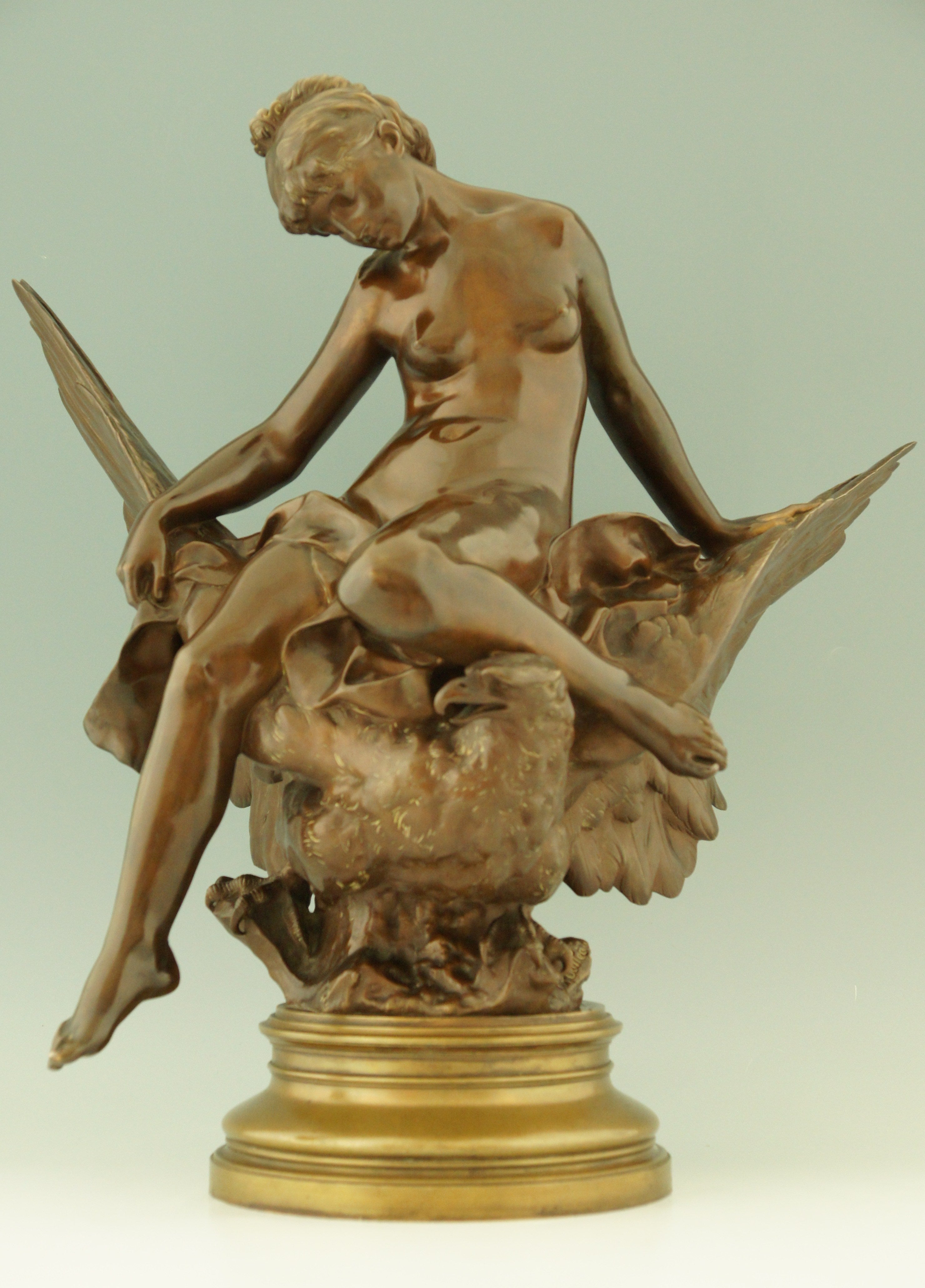 Antique Bronze "Hebe and the Eagle of Jupiter" by Jules P. Roulleau