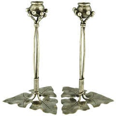 Elegant Pair of Art Nouveau Bronze Candlesticks by Brindeau de Jarny 1904