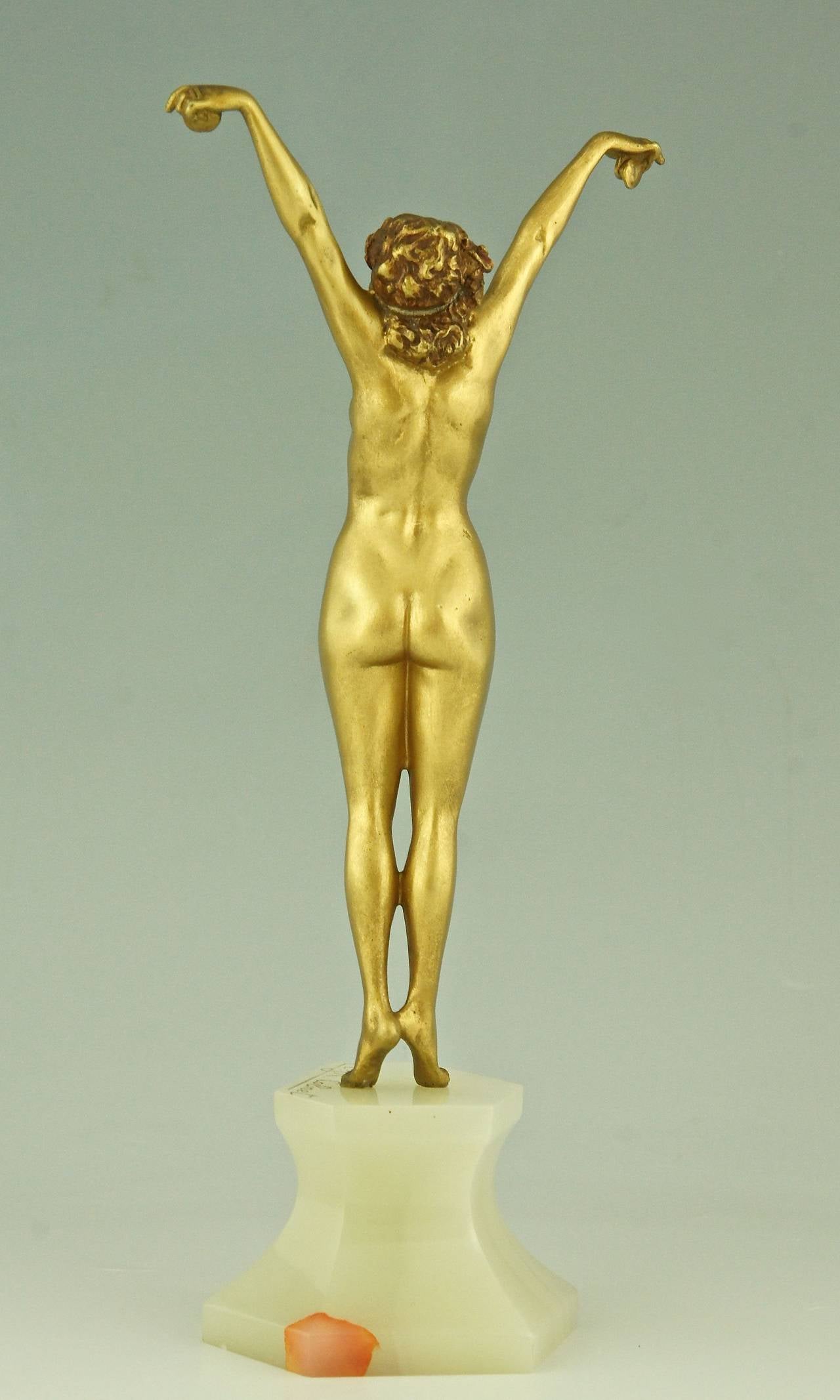 Andalusian, an Art Deco Gilt Bronze Sculpture of Nude by Cl. J. R. Colinet, 1925 In Excellent Condition In Antwerp, BE