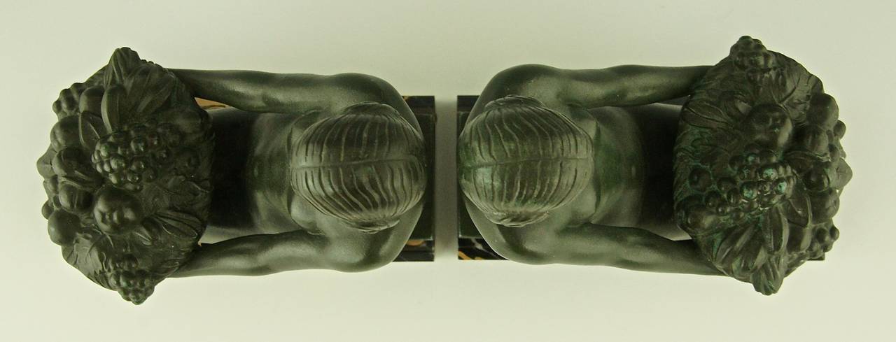 Art Deco Bookends with Nudes by Max Le Verrier, France, 1930 In Excellent Condition In Antwerp, BE