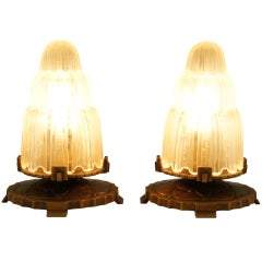 Antique A Pair of  “Cascade” or “Fountain” Sabino Table Lamps.