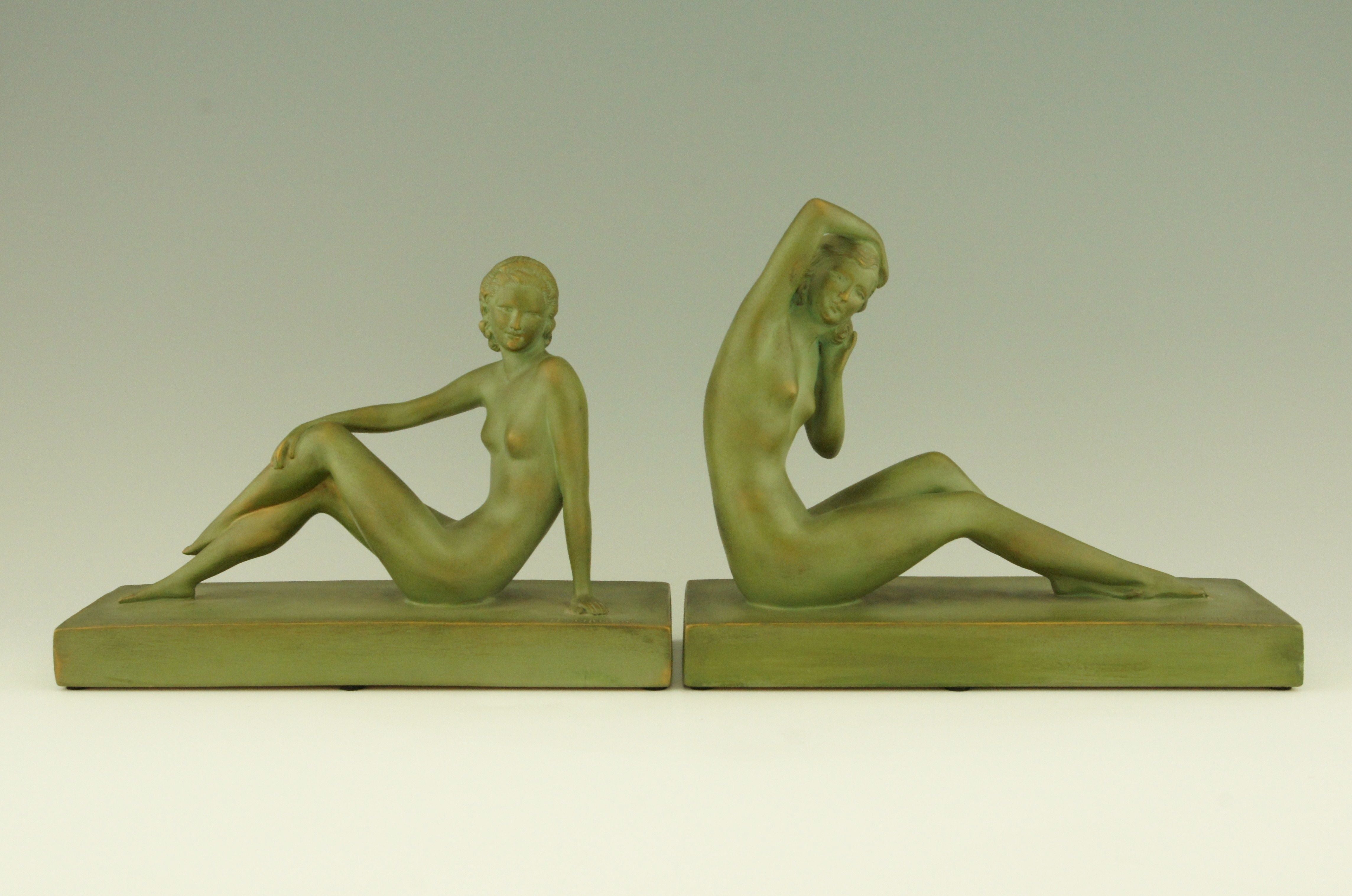 Pair of Art Deco Figural Nude Bookends by Cipriani