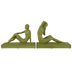 Pair of Art Deco Figural Nude Bookends by Cipriani