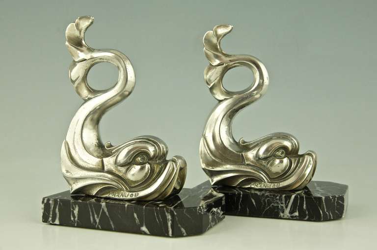 Art Deco Fish Bookends Signed by Franjou 3