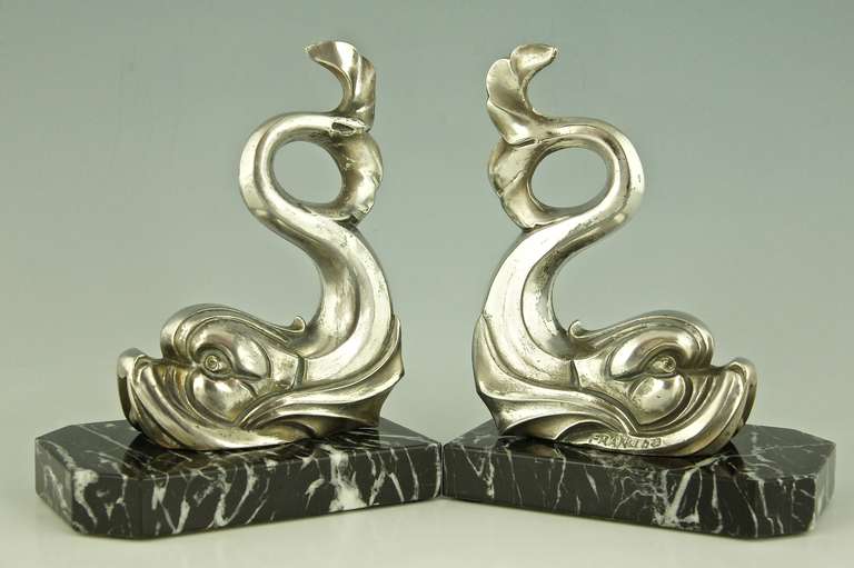 Art Deco Fish Bookends Signed by Franjou 1