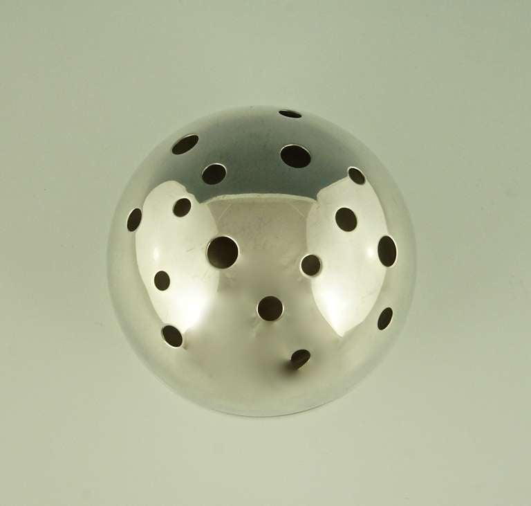 French Gio Ponti for Christofle Spherical Silver Plated Vase, 1956