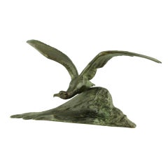 Art Deco Bronze of an Albatross on a Wave by Fiot