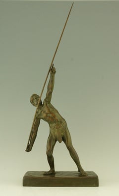 Art Deco bronze of a javelin thrower by Demetre Chiparus.