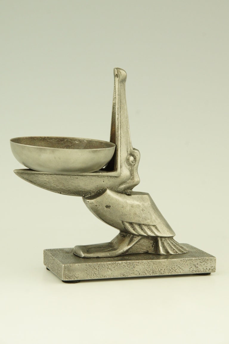 Art Deco pelican ash- or desk tray by Edgar Brandt.  2