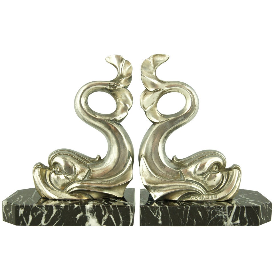 Art Deco Fish Bookends Signed by Franjou