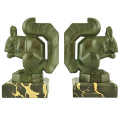 Pair of Art Deco Squirrel Bookends by Max Le Verrier, France, 1930
