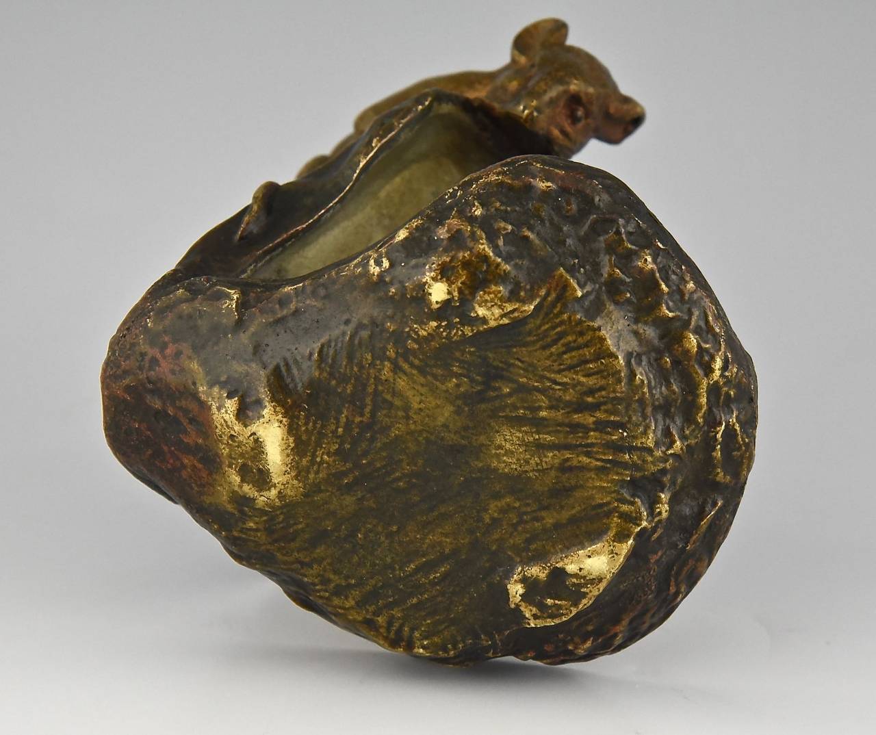 Antique Bronze Sculpture of a Mouse on a Shell by Lucien Dropsy 1