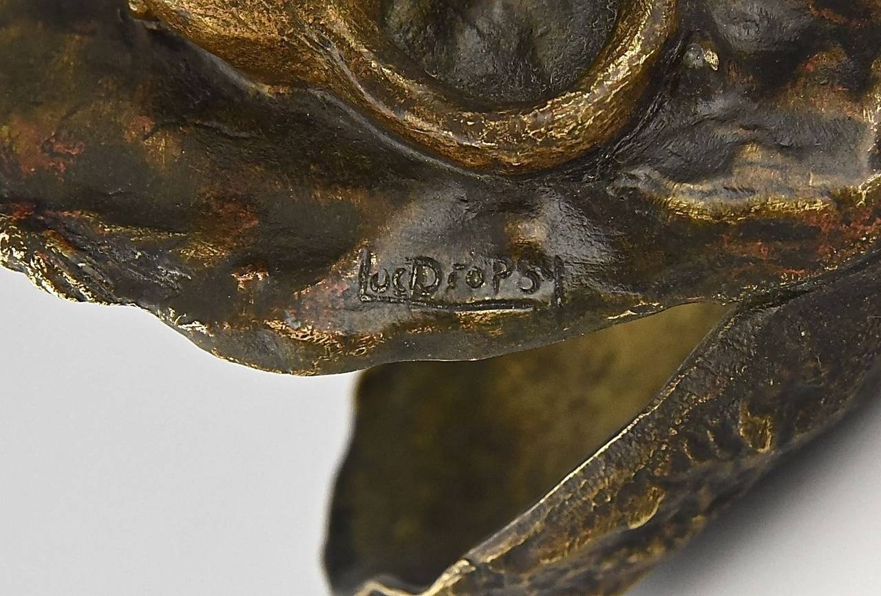 Antique Bronze Sculpture of a Mouse on a Shell by Lucien Dropsy 2