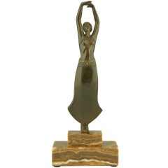 Sculpture en bronze Art Déco d'une danseuse par Pierre Laurel 1920