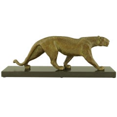 Art Deco Bronze Panther By Rulas, France 1925.