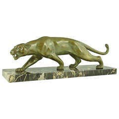 Art deco bronze of a panther by Salvatore Melani.