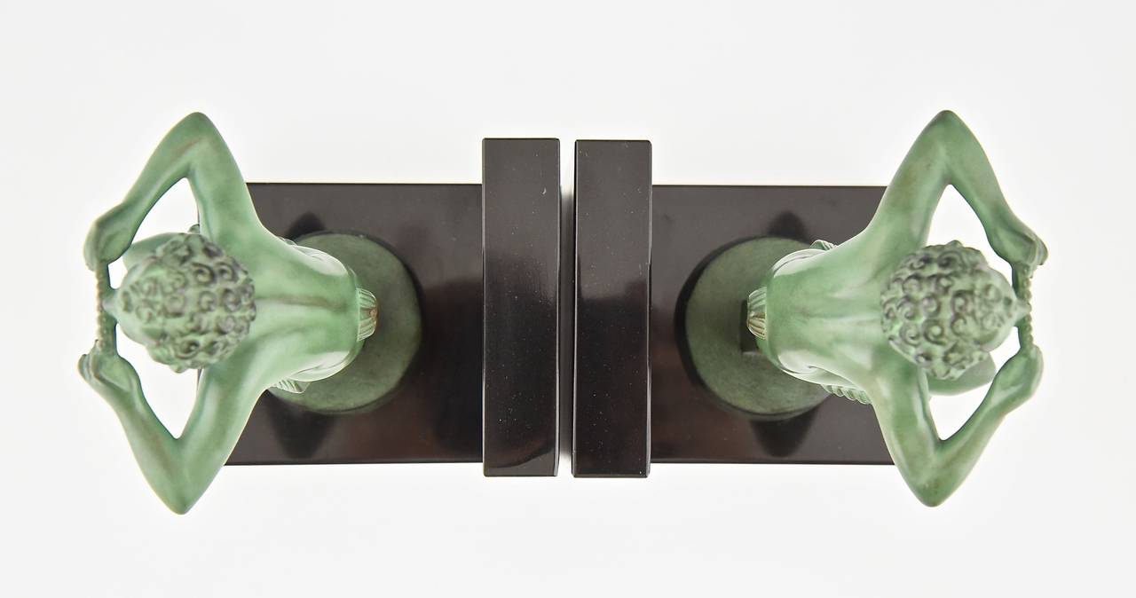 Mid-20th Century French Art Deco Satyr Bookends by Mic, Max Le Verrier Foundry 1930