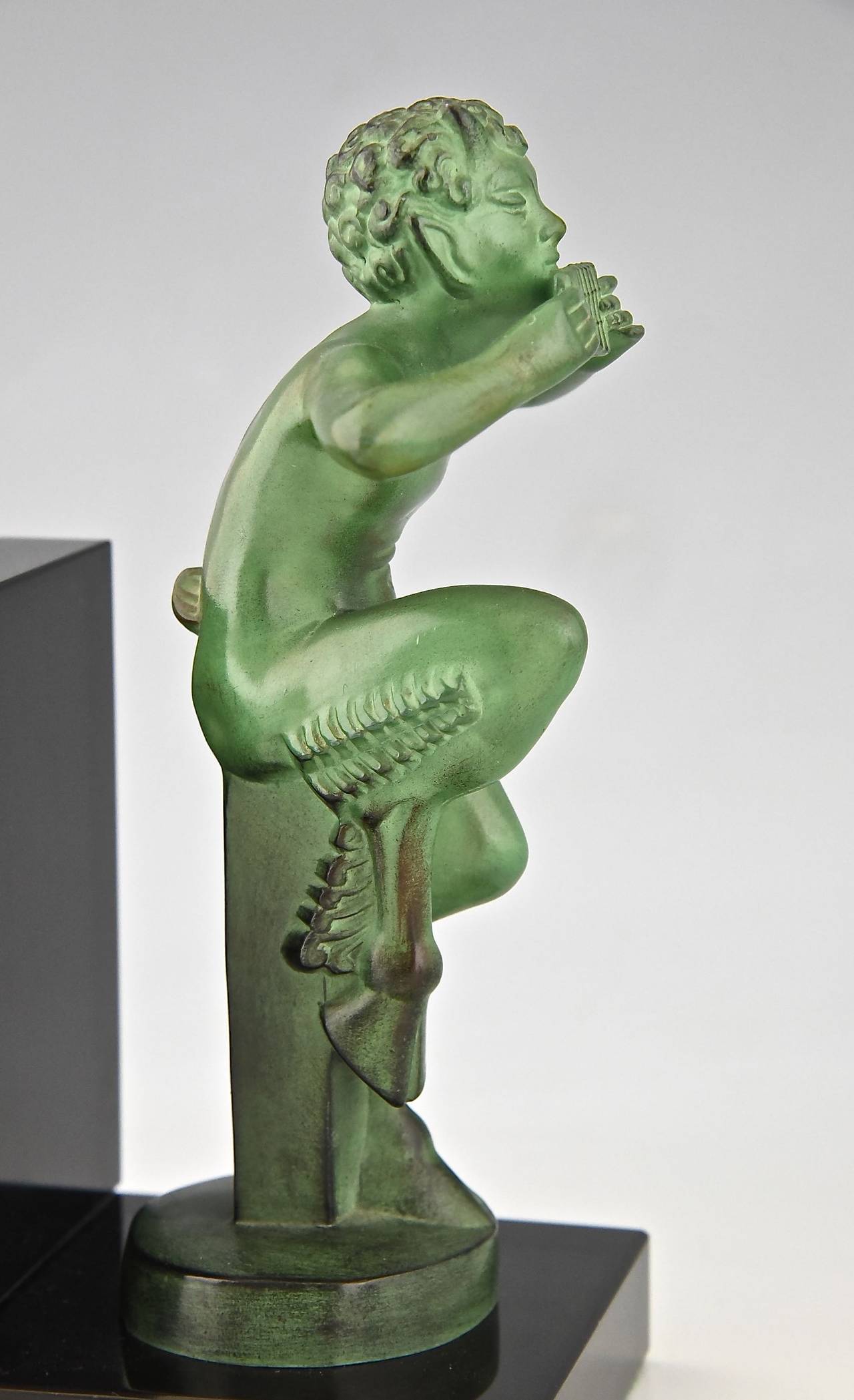 French Art Deco Satyr Bookends by Mic, Max Le Verrier Foundry 1930 2