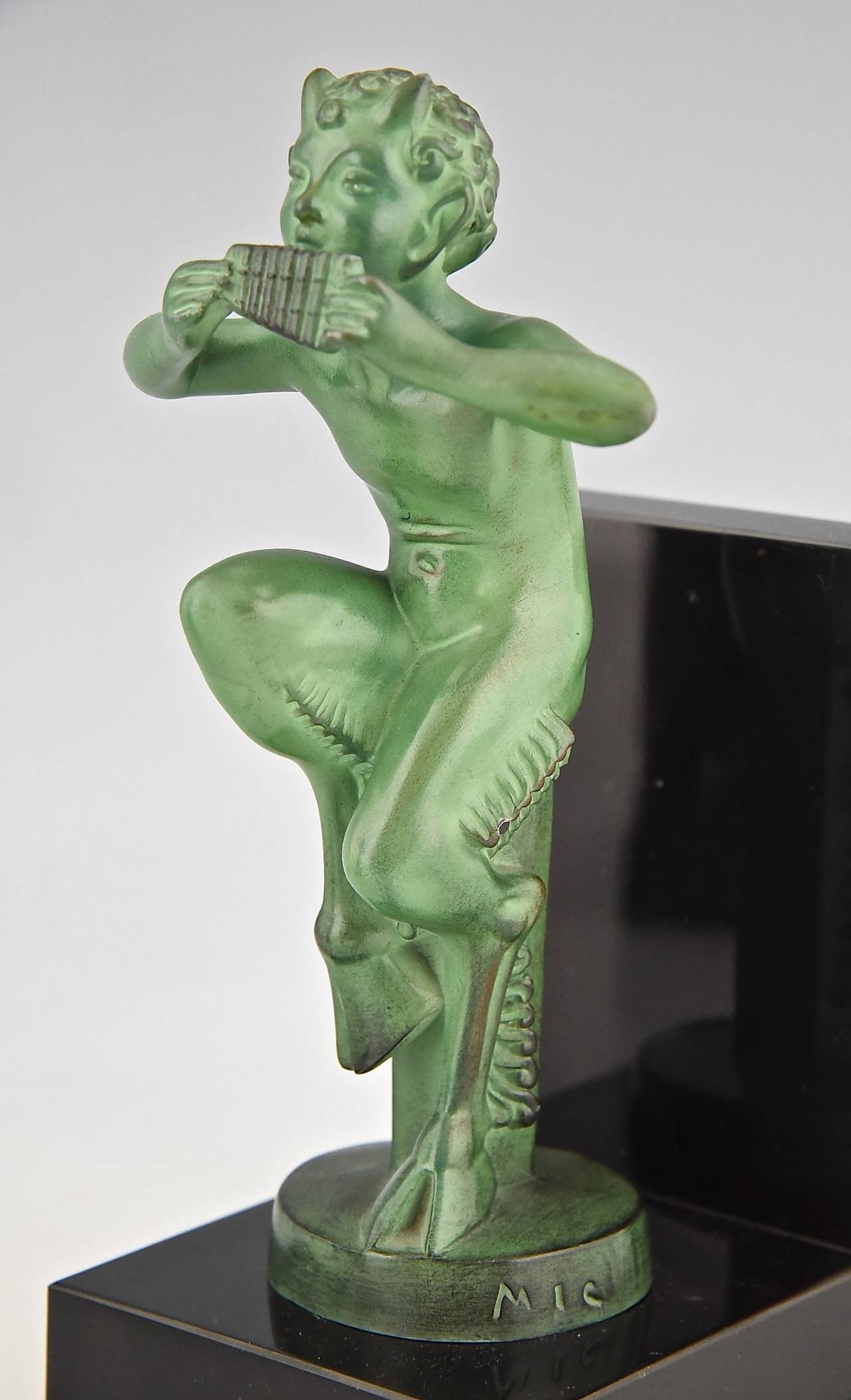 French Art Deco Satyr Bookends by Mic, Max Le Verrier Foundry 1930 3