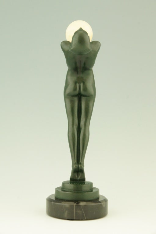 Art Deco Metal Figure of a Nude with Ball by Max Le Verrier 4