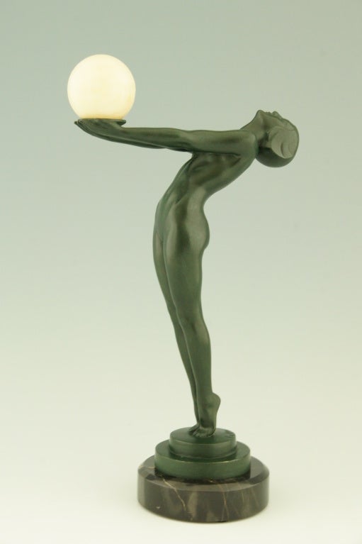 Art Deco Metal Figure of a Nude with Ball by Max Le Verrier 2
