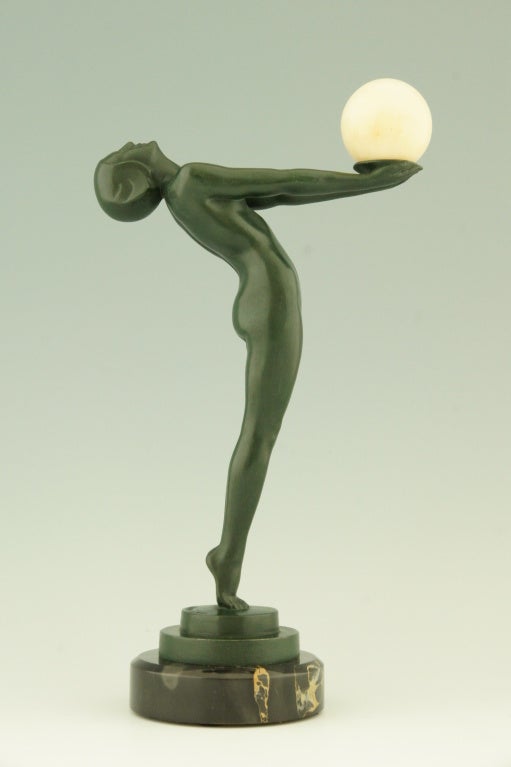 Art Deco Metal Figure of a Nude with Ball by Max Le Verrier 3