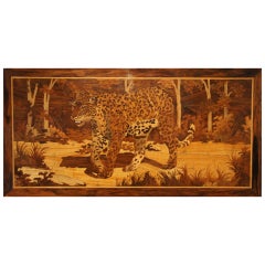 Art Deco panel with panther wood inlay, France.