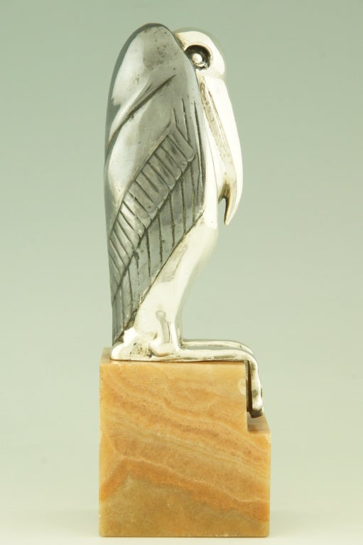 Art Deco Bronze Marabou Stork Bookends by M. Bouraine 2